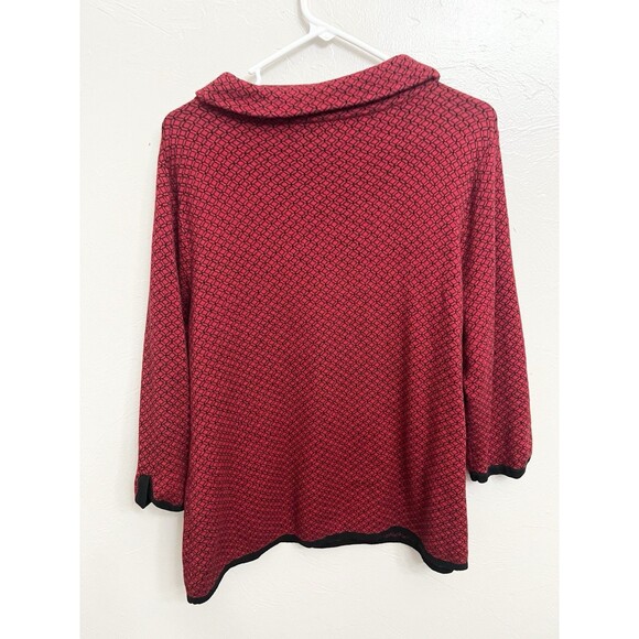 Talbots Size XP XLP Top Knit sweater Shirt 3/4 Sleeve Loose Turtleneck Red Black - Picture 7 of 8